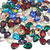 Crystal Cabochons Teardrop silver color plated faceted mixed colors Sold By Bag