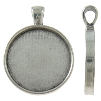 Zinc Alloy vedhæng Cabochon Setting, Flad Rund, antik sølv farve forgyldt, nikkel, bly & cadmium fri, 27x37x6mm, Hole:Ca. 4x6mm, Ca. 155pc'er/KG, Solgt af KG