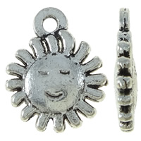 Zinc Alloy Pendler, Sol, antik sølv farve forgyldt, nikkel, bly & cadmium fri, 12x15x2.50mm, Hole:Ca. 1.5mm, Ca. 900pc'er/KG, Solgt af KG