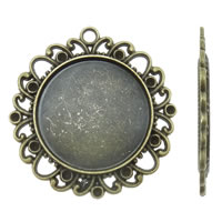 Zinc Alloy vedhæng Cabochon Setting, Flower, antik bronze farve forgyldt, nikkel, bly & cadmium fri, 38x39x2mm, Hole:Ca. 2.5mm, Ca. 150pc'er/KG, Solgt af KG