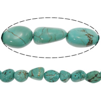 Turquoise Kralen, Synthetische Turquoise, Nuggets, groen, 8-15x9-12mm, Gat:Ca 1.2mm, Lengte Ca 15.5 inch, 10strengen/Lot, Verkocht door Lot