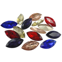 Crystal Cabochoner, Krystal, Horse Eye, rivoli tilbage & facetteret, blandede farver, 13x27mm, 96pc'er/Bag, Solgt af Bag