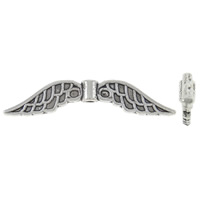 Cink Alloy životinja perle, Wing Shape, starinski srebrne boje pozlaćen, nikal, olovo i kadmij besplatno, 32x7x3mm, Rupa:Približno 1.5mm, Približno 840računala/KG, Prodano By KG