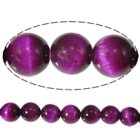 Tiger Eye Kralen, Ronde, purper, 8mm, Gat:Ca 1mm, Lengte Ca 15 inch, 5strengen/Lot, Ca 46pC's/Strand, Verkocht door Lot