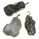 Bijoux pendentifs agate, agate mixte, avec laiton, dorure, mélangé, 23-35mm, Trou:Environ 5x7mm, 10PC/lot, Vendu par lot