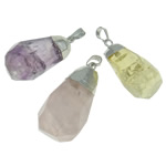 Natuurlijke Quartz Hangers, met Messing, verguldsel, gemengd, 20-25mm, Gat:Ca 6x10mm, 10pC's/Lot, Verkocht door Lot