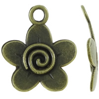 Zinklegierung Blume Anhänger, antike Bronzefarbe plattiert, frei von Nickel, Blei & Kadmium, 18x21x2mm, Bohrung:ca. 2.5mm, ca. 1000PCs/kg, verkauft von kg