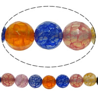 Φυσικό χάντρες Agate Rainbow, Rainbow Agate, Γύρος, πολύπλευρη & κροτάλισμα, 8mm, Τρύπα:Περίπου 0.8-1mm, Μήκος Περίπου 15 inch, 10Σκέλη/Παρτίδα, 48PCs/Strand, Sold Με Παρτίδα