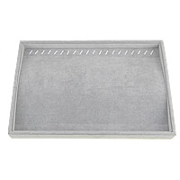 velours de coton affichage de collier, avec carton, rectangle, gris, 355x240x30mm, 5PC/lot, Vendu par lot