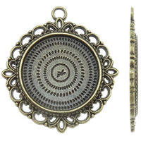 Sinc Alloy siogairlín Cabochon Socrú, Flower, dath cré-umha antique plátáilte, nicil, luaidhe & caidmiam saor in aisce, 39x43x3mm, Poll:Thart 3mm, Thart 135ríomhairí pearsanta/KG, Díolta De réir KG