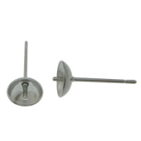 Edelstahl Ohrring Stecker, originale Farbe, 6mm, 0.8mm, Innendurchmesser:ca. 5mm, 1000PaarePärchen/Menge, verkauft von Menge