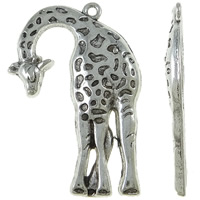 Zinklegierung Tier Anhänger, Giraffe, antik silberfarben plattiert, frei von Nickel, Blei & Kadmium, 29x43x3.50mm, Bohrung:ca. 2mm, ca. 180PCs/kg, verkauft von kg