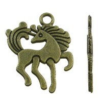 Pendentifs animaux en alliage de zinc, cheval, Plaqué de couleur de bronze antique, protéger l'environnement, sans nickel, plomb et cadmium, 19x15mm, Trou:Environ 1mm, 200PC/sac, Vendu par sac