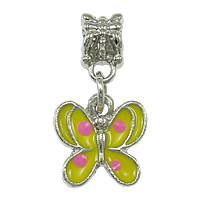 European Style Zinc Alloy Dangle Beads Butterfly platinum color plated without troll & enamel nickel lead & cadmium free Approx 4mm Sold By Lot