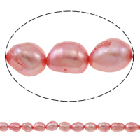 Barokní kultivované sladkovodní perle, Sladkovodní Pearl, Baroko, růžový, 7-8mm, Otvor:Cca 0.8mm, Prodáno za Cca 15 inch Strand