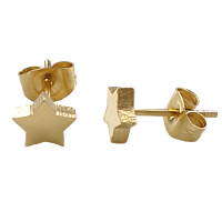 Roestvrij staal Stud Earring, Ster, gold plated, 7x7mm, 30paren/Lot, Verkocht door Lot