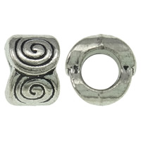 Cink Alloy European perle, starinski srebrne boje pozlaćen, bez trol, nikal, olovo i kadmij besplatno, 8x8x6mm, Rupa:Približno 5mm, Približno 710računala/KG, Prodano By KG