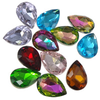 Cabochons en cristal, larme, dos de Rivoli & facettes, couleurs mélangées, 10x14mm, 336PC/sac, Vendu par sac