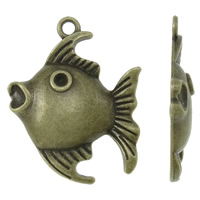 Zink-Legierung Strass Weissgold, Zinklegierung, Fisch, antike Bronzefarbe plattiert, frei von Nickel, Blei & Kadmium, 30x37x5mm, Bohrung:ca. 3mm, ca. 225PCs/kg, verkauft von kg