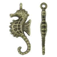 Pendentifs animaux en alliage de zinc, hippocampe, Plaqué de couleur de bronze antique, protéger l'environnement, sans nickel, plomb et cadmium, 12x29x4mm, Trou:Environ 2mm, Environ 450PC/kg, Vendu par kg