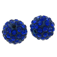 Rhinestone Clay Pave Kralen, strass klei pave, Ronde, met strass, blauw, 12mm, Gat:Ca 2mm, 50pC's/Bag, Verkocht door Bag