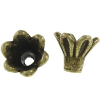 Lo zinco in lega tallone Cap, lega in zinco, Fiore, placcato bronzo antico, assenza di nichel,piombo&cadmio, 5x4.5mm, Foro:Appross. 1mm, Appross. 5000PC/kg, Venduto da kg