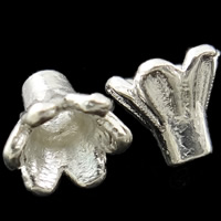 Sinc Alloy Bead Cap, Flower, dath airgid geal plated, nicil, luaidhe & caidmiam saor in aisce, 5x4.5mm, Poll:Thart 1mm, Thart 5000ríomhairí pearsanta/KG, Díolta De réir KG