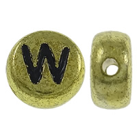 Alphabet Acrylic Beads Flat Round antique gold color plated with letter pattern Approx 1mm Approx Sold By Bag