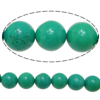 Turquoise Kralen, Synthetische Turquoise, Ronde, groen, 8mm, Gat:Ca 1.5mm, Lengte Ca 16 inch, 10strengen/Lot, Ca 50pC's/Strand, Verkocht door Lot