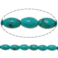 Coirníní turquoise, Turquoise sintéiseach, Oval, turquoise gorm, 10x7mm, Poll:Thart 1mm, Fad Thart 16 Inse, 10Snáitheanna/Lot, Thart 41ríomhairí pearsanta/Snáithe, Díolta De réir Lot