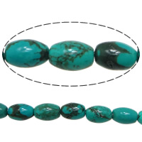 Coirníní turquoise, Turquoise sintéiseach, Oval, turquoise gorm, 6.50x4.50mm, Poll:Thart 0.8mm, Fad Thart 16 Inse, 10Snáitheanna/Lot, Thart 63ríomhairí pearsanta/Snáithe, Díolta De réir Lot