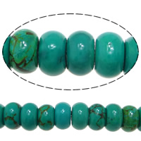 Tyrkysové korálky, Syntetický Turquoise, Rondelle, tmavě zelené, 5x8mm, Otvor:Cca 1mm, Délka Cca 16 inch, 10přediva/Lot, Cca 85PC/Strand, Prodáno By Lot