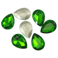 Crystal Cabochoner, Krystal, Teardrop, rivoli tilbage & facetteret, Fern Green, 13x18mm, 144pc'er/Bag, Solgt af Bag