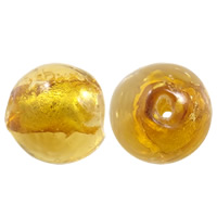 الخرز الفضي Lampwork احباط, امبورك, جولة, صناعة يدوية, الفضة احباط, الأصفر الذهبي, 8mm, حفرة:تقريبا 1mm, 100أجهزة الكمبيوتر/حقيبة, تباع بواسطة حقيبة