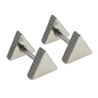 Rustfrit stål Ear Piercing Smykker, Stainless Steel, Triangle, oprindelige farve, 7mm, 17par/Lot, Solgt af Lot