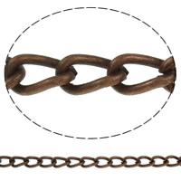 Jern Twist Oval Chain, antik kobber farve belagt, twist oval kæde, nikkel, bly & cadmium fri, 8x4.50x1.60mm, Længde Ca. 50 m