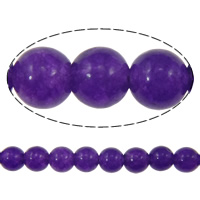 Jade helmiä, Pyöreä, violetti, 4mm, Pituus N. 16 tuuma, 10säikeet/erä, N. 97PC/Strand, Myymät erä