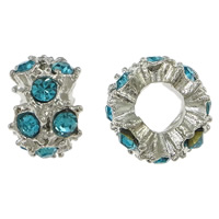 Zinc Alloy Spacer Beads Rondelle platinum color plated with rhinestone nickel lead & cadmium free Approx 5mm Sold By Lot