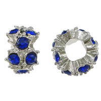 Zinc Alloy Spacer Beads Rondelle platinum color plated with rhinestone nickel lead & cadmium free Approx 5mm Sold By Lot