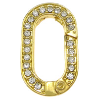 In lega di zinco gioielli con chiusura, lega in zinco, Lettera O, placcato color oro, con strass, assenza di nichel,piombo&cadmio, 17x29x4mm, Foro:Appross. 9x20mm, 30PC/lotto, Venduto da lotto