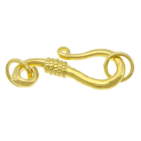 Brass Hook a Eye spony, Mosaz, barva pozlacený, nikl, olovo a kadmium zdarma, 26x9x3mm, Otvor:Cca 3mm, 100PC/Lot, Prodáno By Lot