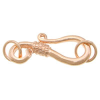 Brass Hook és Eye Clasp, Sárgaréz, vörös arany szín aranyozott, nikkel, ólom és kadmium mentes, 26x9x3mm, Lyuk:Kb 3mm, 100PC-k/Lot, Által értékesített Lot