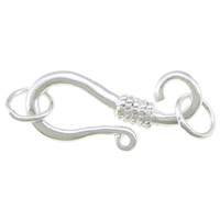 Mässing Hook och Eye Lås, silver pläterad, nickel, bly och kadmium gratis, 26x9x3mm, Hål:Ca 3mm, 100PC/Lot, Säljs av Lot