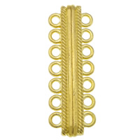 Zinc Alloy magnetische sluiting, gold plated, 7-strand, nikkel, lood en cadmium vrij, 16x48x8mm, Gat:Ca 3mm, 50pC's/Lot, Verkocht door Lot