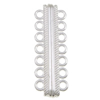 Zinc Alloy magnetische sluiting, silver plated, 7-strand, nikkel, lood en cadmium vrij, 16x48x8mm, Gat:Ca 3mm, 50pC's/Lot, Verkocht door Lot