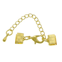 Brass Αστακός Claw Cord Κούμπωμα, Ορείχαλκος, χρώμα επίχρυσο, με κορδέλα πτύχωση, νικέλιο, μόλυβδο και κάδμιο ελεύθεροι, 30x7mm, 200PCs/Παρτίδα, Sold Με Παρτίδα