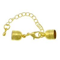 Brass Αστακός Claw Cord Κούμπωμα, Ορείχαλκος, χρώμα επίχρυσο, με ακραίο πώμα, νικέλιο, μόλυβδο και κάδμιο ελεύθεροι, 13x10mm, 40mm, Εσωτερική διάμετρος:Περίπου 9mm, 100PCs/Παρτίδα, Sold Με Παρτίδα