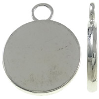 Alliage de zinc plate ronde pendentifs, pièce de monnaie, Placage de couleur argentée, protéger l'environnement, sans nickel, plomb et cadmium, 13.50x17x2mm, Trou:Environ 2mm, 10PC/sac, Vendu par sac