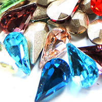 Cabochons en cristal, larme, Placage de couleur argentée, facettes, couleurs mélangées, 6x10mm, 720PC/sac, Vendu par sac