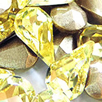 Cabochons en cristal, larme, Placage de couleur argentée, facettes, jaune citrine, 8x13mm, 288PC/sac, Vendu par sac